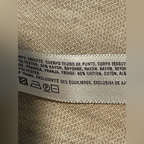 Anthropologie Saturday Sunday Beige Elise Fringe Sweater Cardigan asymmetrical - Picture 12 of 15